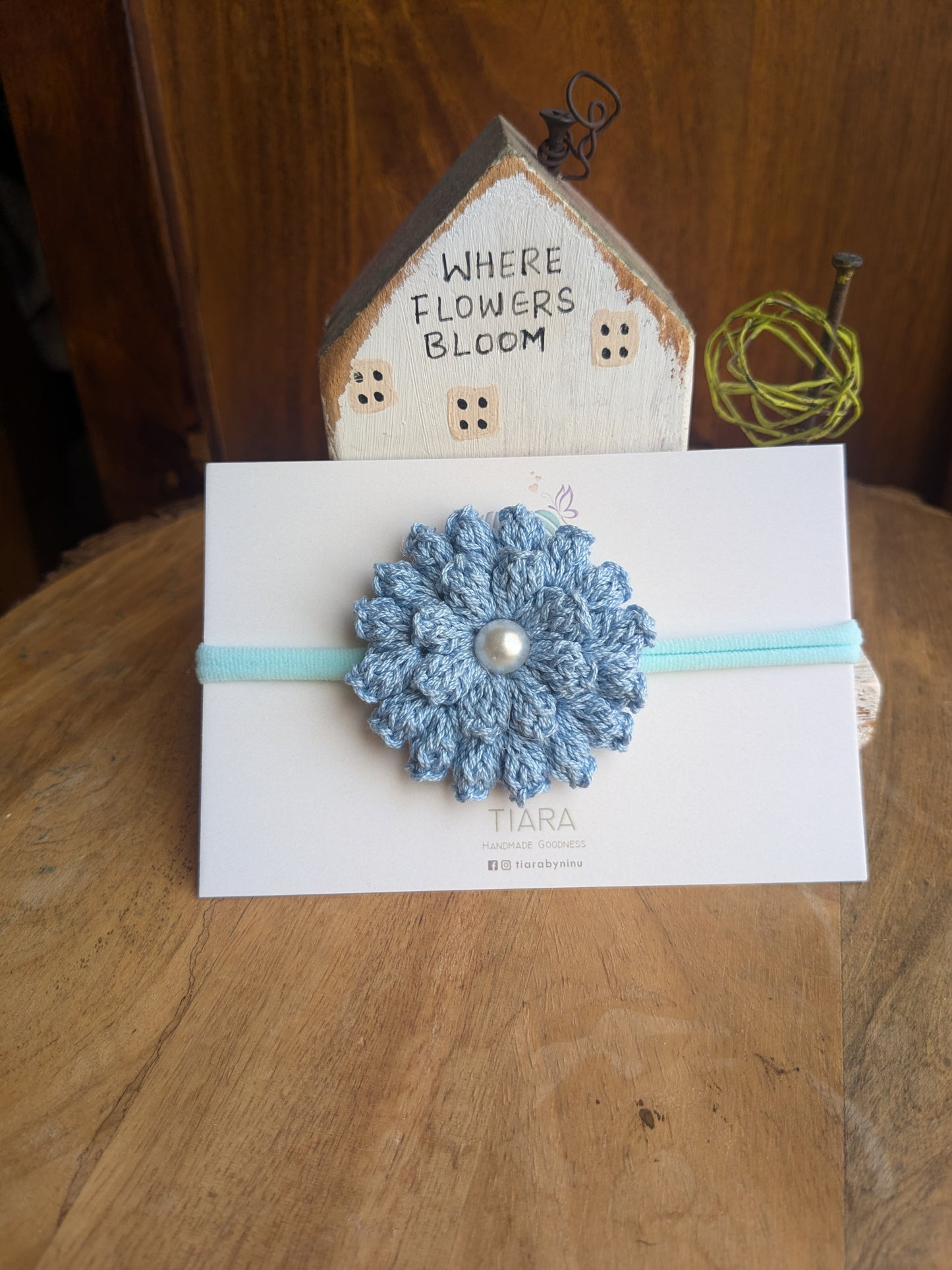 Baby Headband - Blue Dahlia