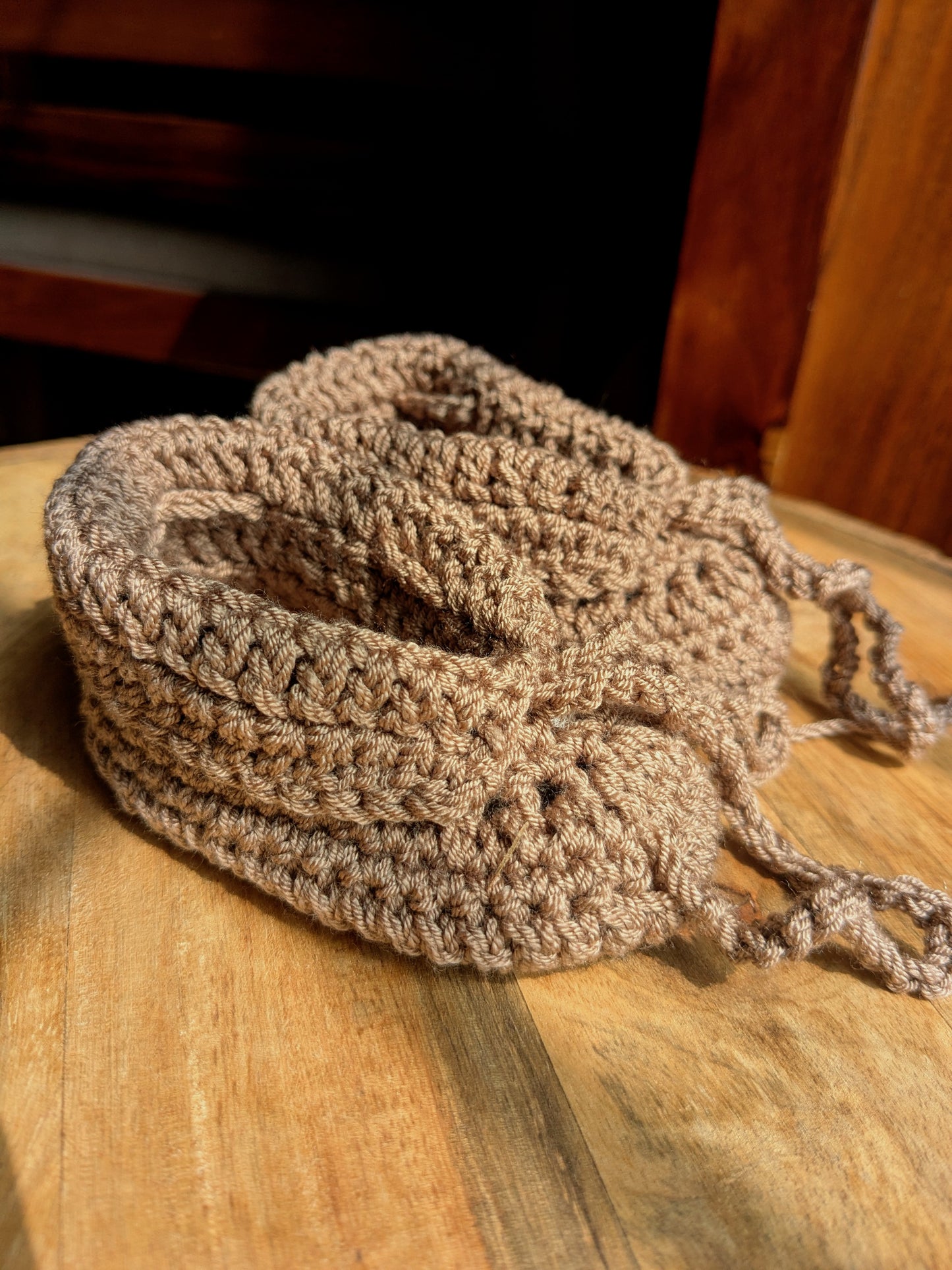 Cuffed Baby booties -Brown
