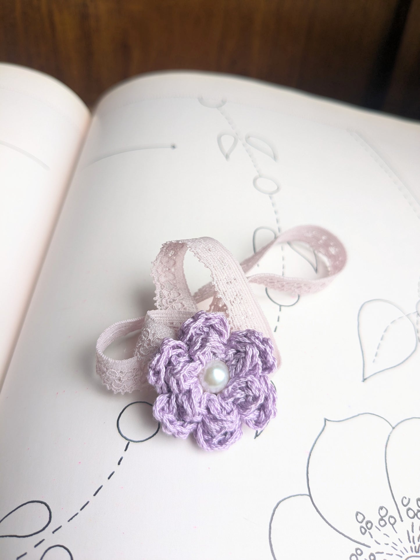 Button rose Baby Headband - Lavender
