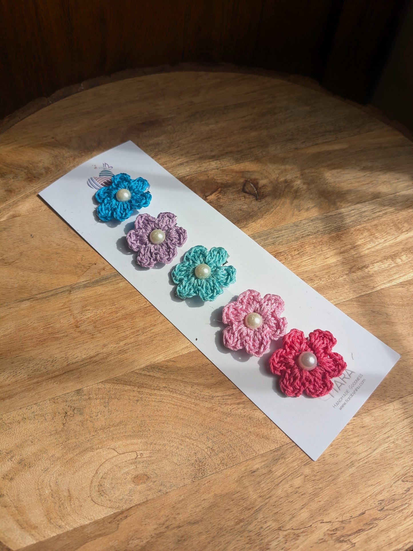 Cool Micro Clips - Set of 5 crochet floral clips
