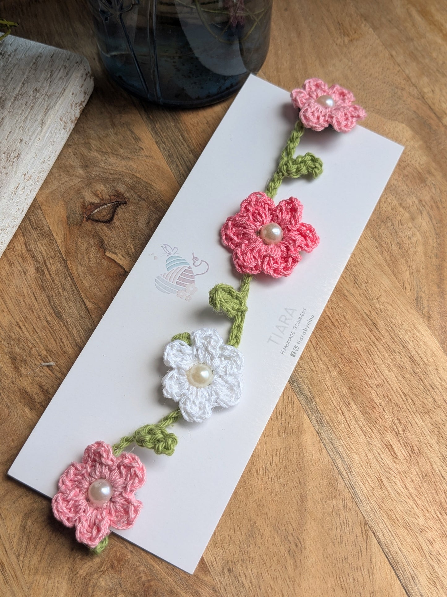 Floral Vine Headband -Pink white