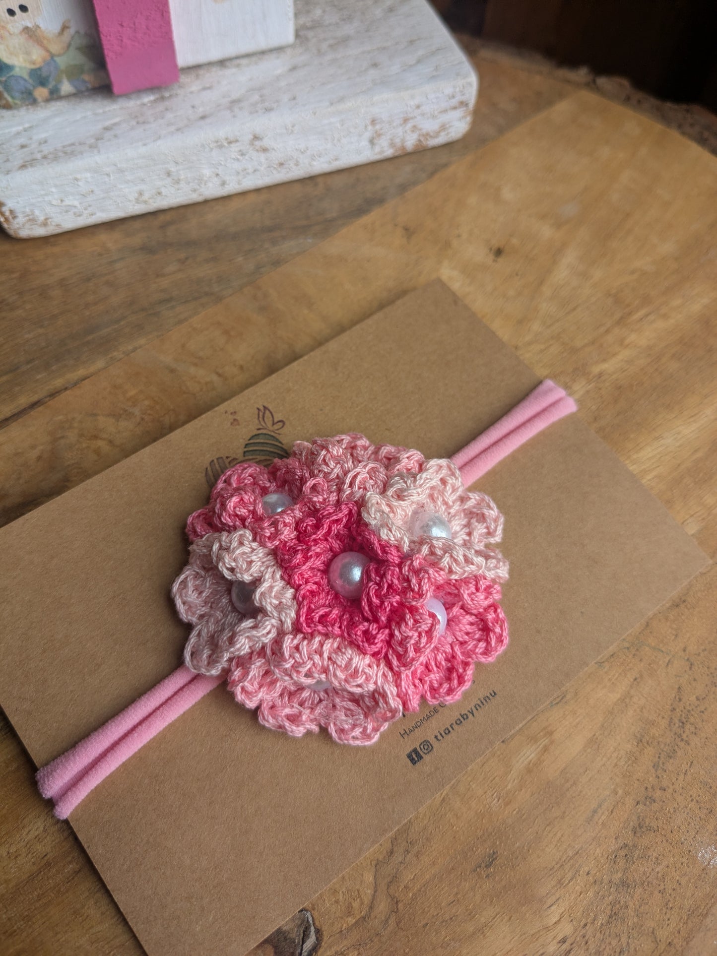 Pink Hydrangea Baby Headband