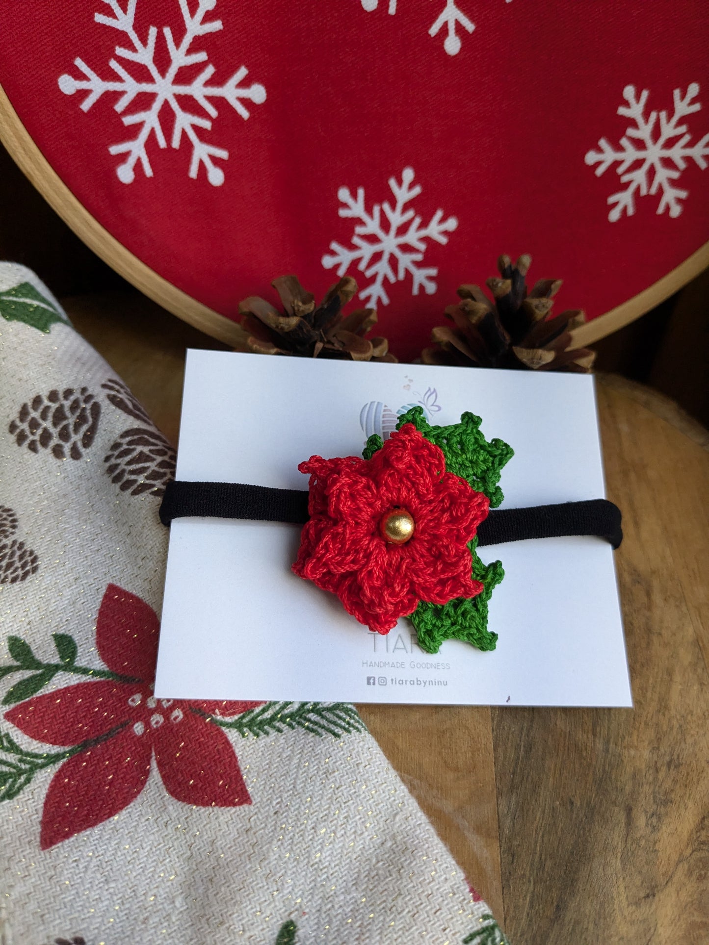 Poinsettia Holly headband