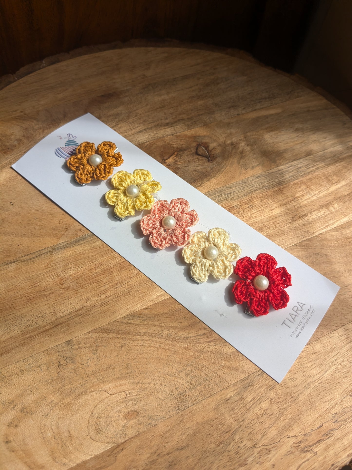 Warm Micro Clips - Set of 5 crochet floral clips