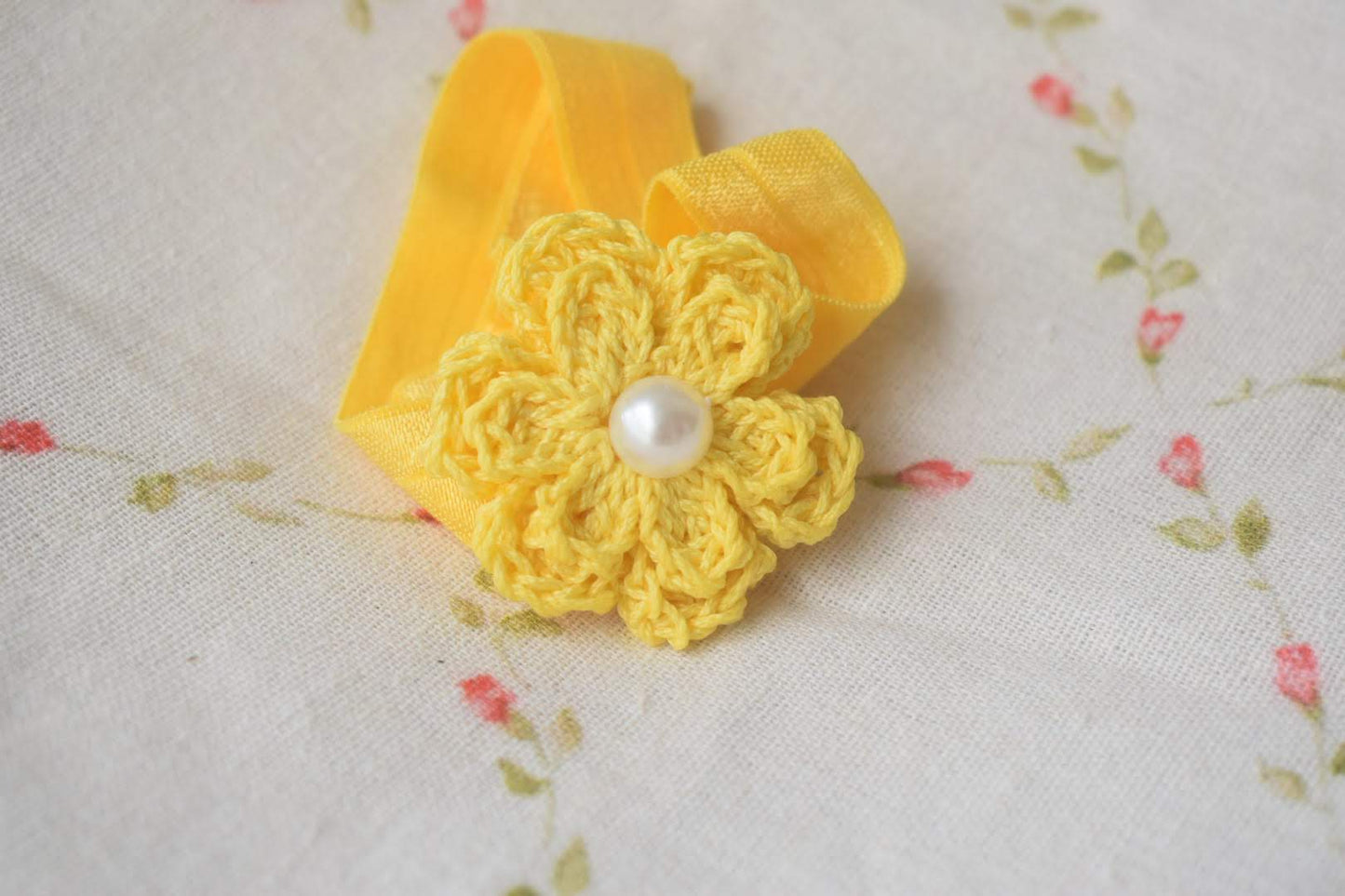 Goldenrod - crochet flower baby headband