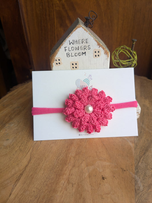 Baby Headband - Dark Pink Dahlia