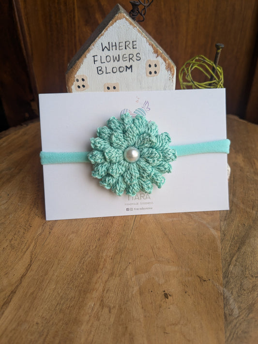 Baby Headband -Teal Dahlia