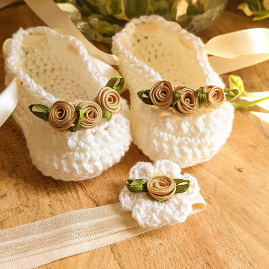 Cream Baby Booties