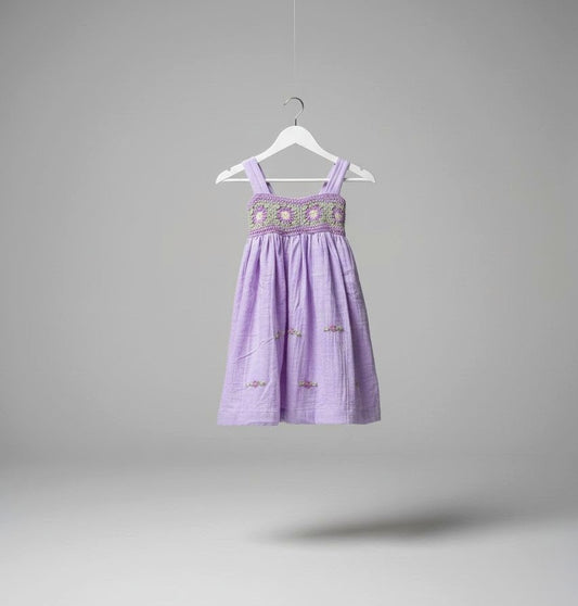 Lavender -Dress with crocheted yoke