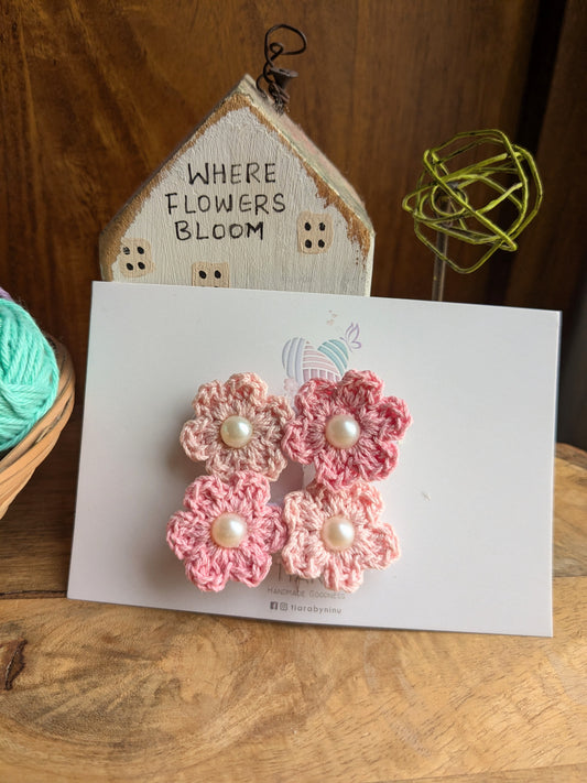 Fairy Floss-set of 2 Crochet Hairclips