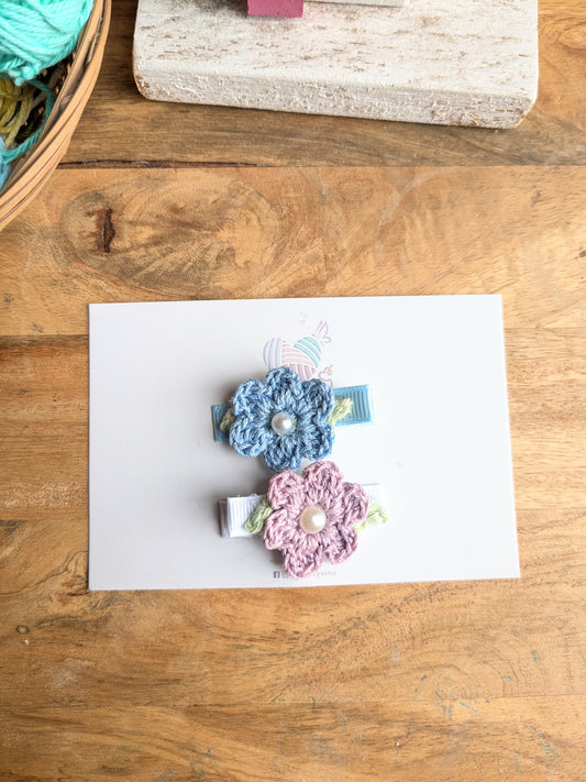 Midsummer Blooms-set of 2 Crochet Hairclips