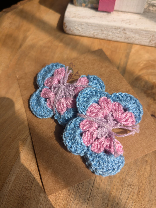 Crochet Butterfly Hairtie - Blue