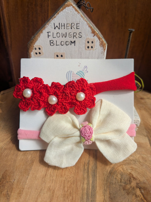Bow and Blooms - Set of two headbands