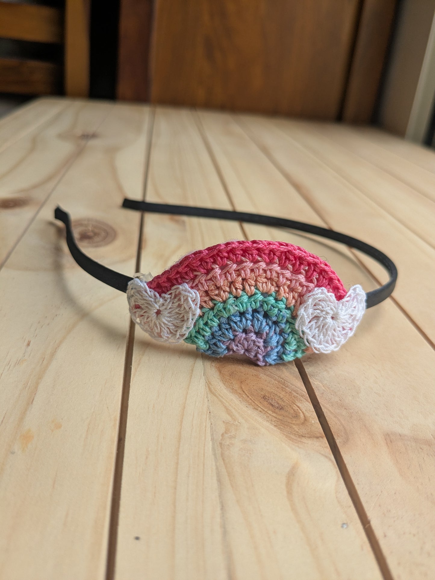 Crochet Rainbow Hairband- Bright and Pink