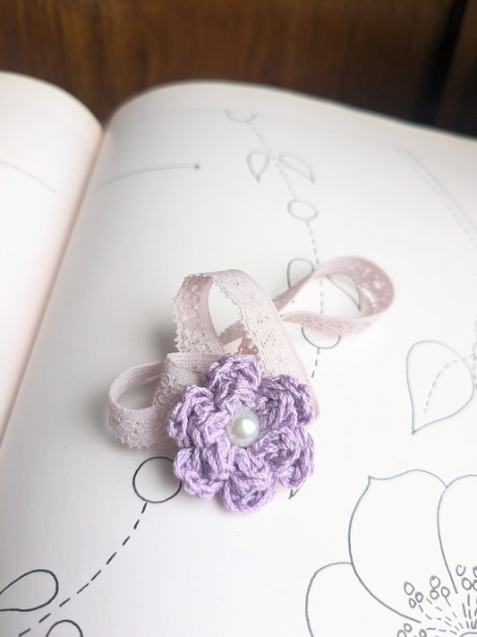 Button rose Baby Headband - Lavender