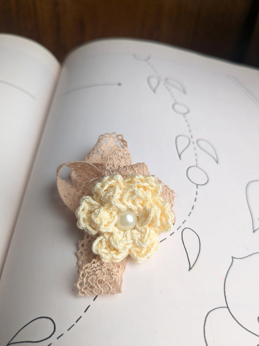 Button Rose Baby Headband- cream