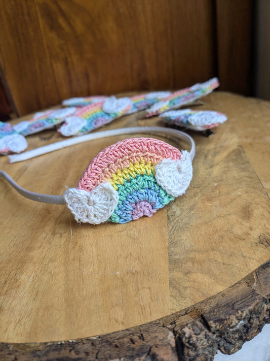 Crochet Rainbow Hairband- Pastel colours
