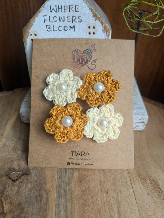 Golden Mustard - set of 2 crochet hairclips