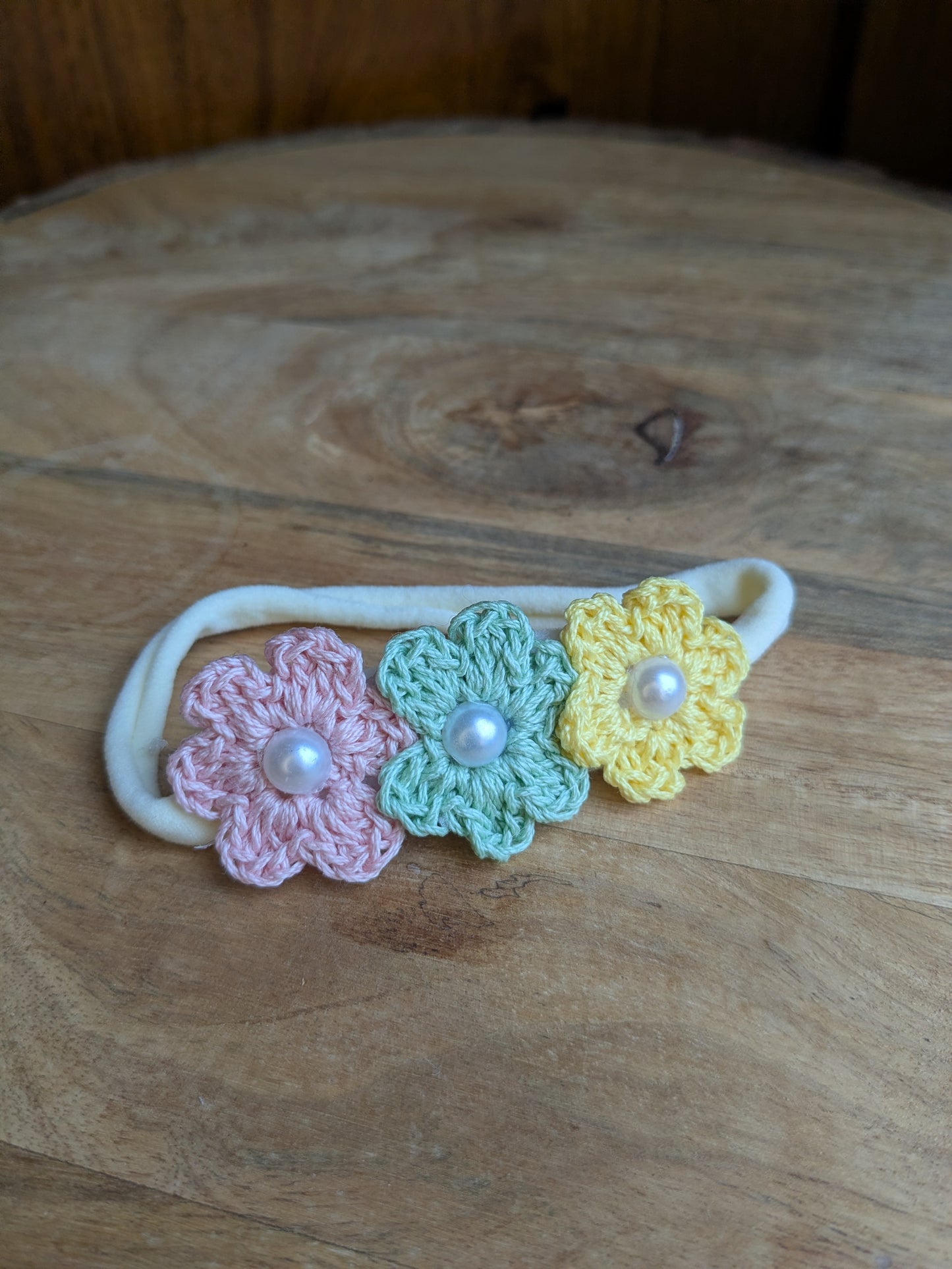 Lemon Drop - crochet flower headband.