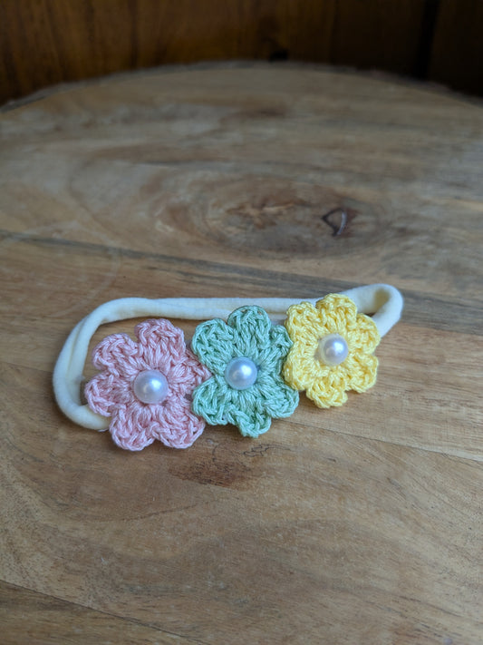 Lemon Drop - crochet flower headband.