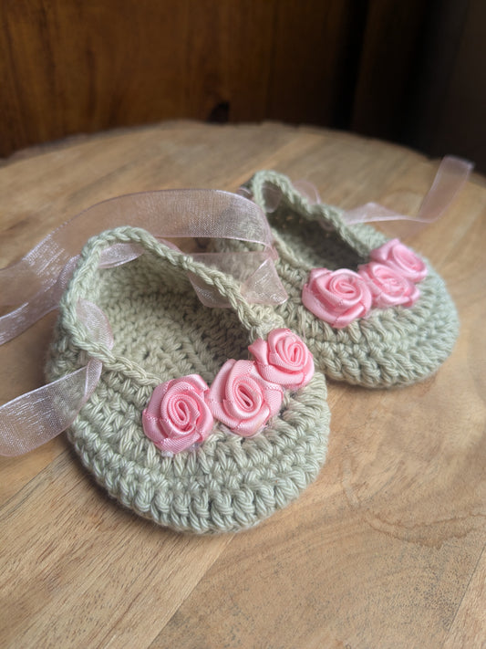 Light green crochet booties