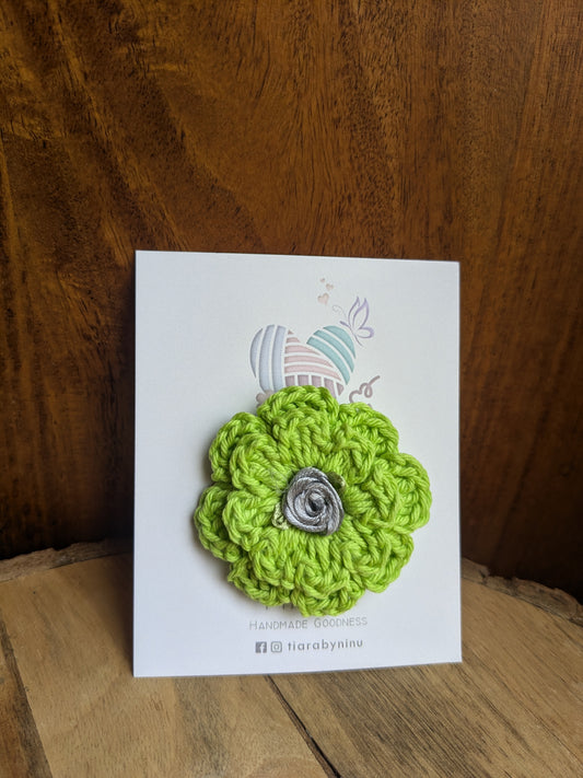 Mint -Crochet Flower Hairclip