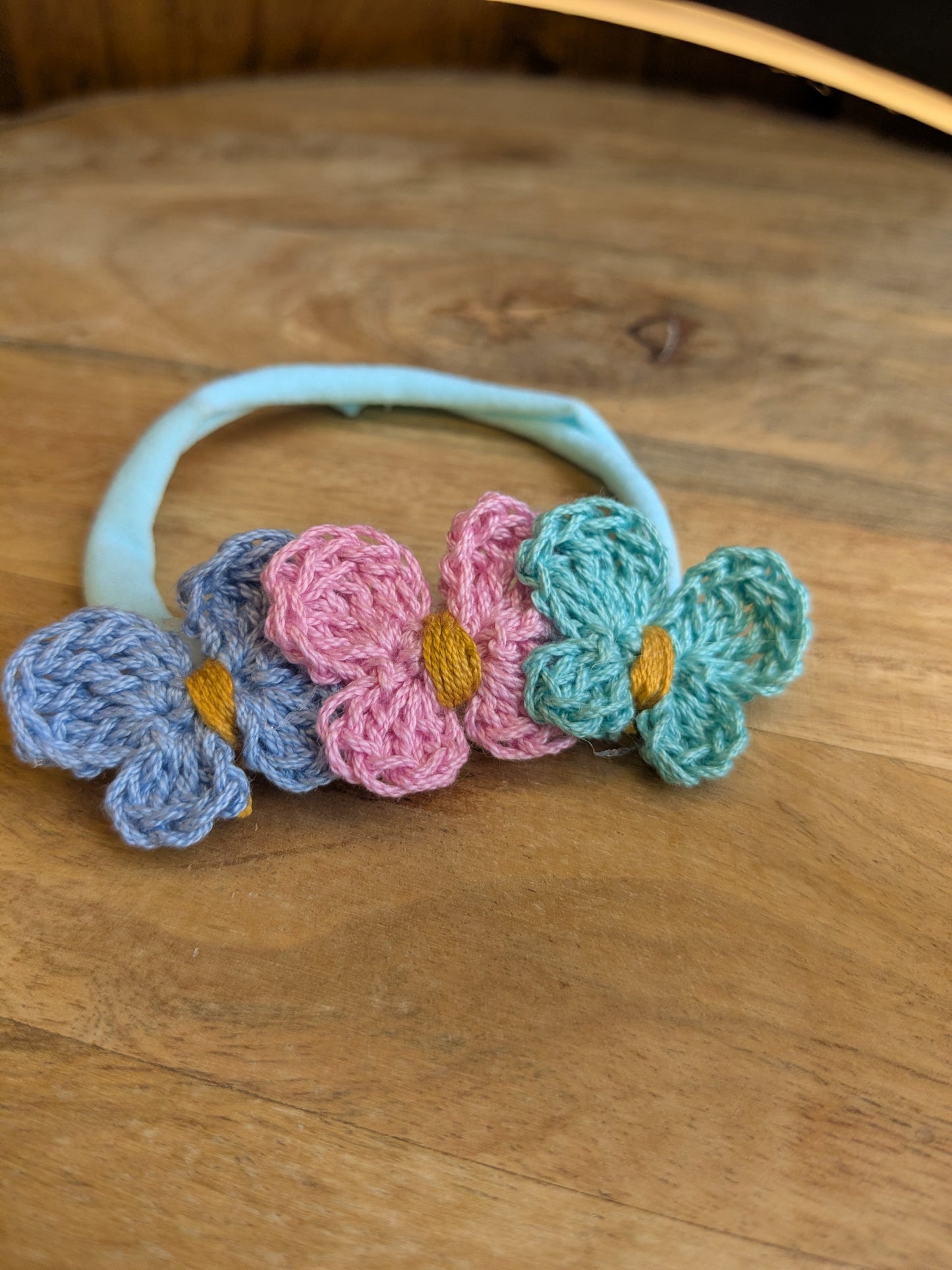 Misty Drizzle - Crochet butterfly headband