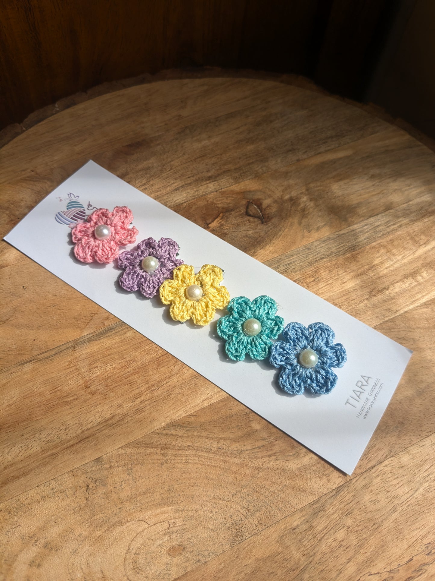 Pastel Micro Clips - Set of 5 crochet floral clips