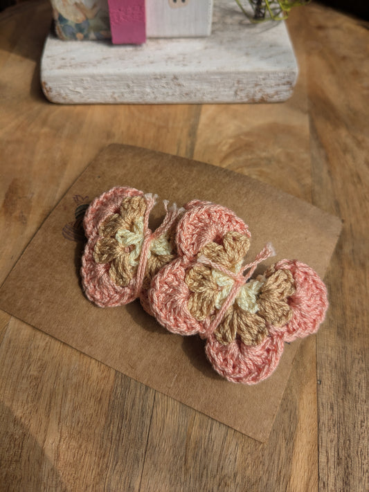 Crochet Butterfly Hairtie - Peach