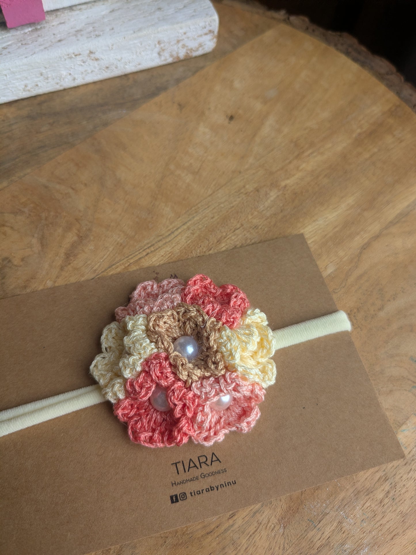 Peach Hydrangea Baby Headband