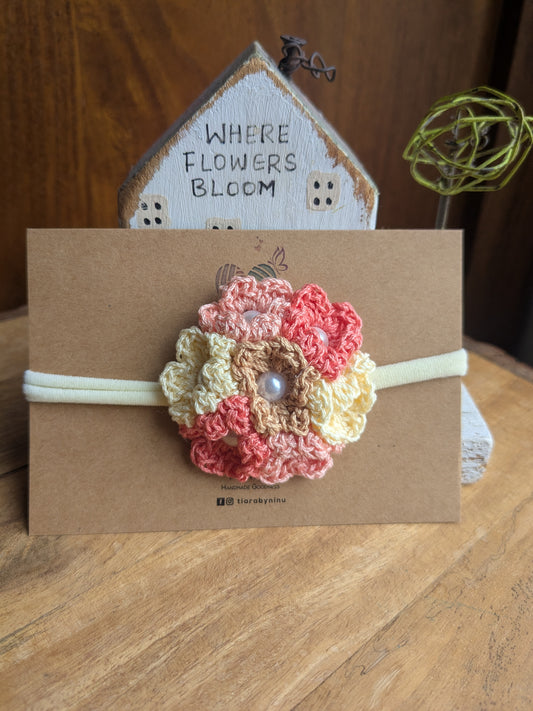 Peach Hydrangea Baby Headband