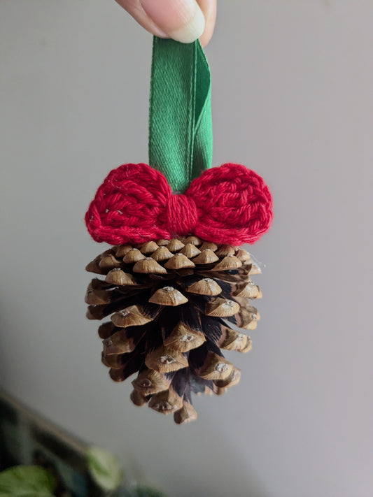 Pinecone with Crochet bow