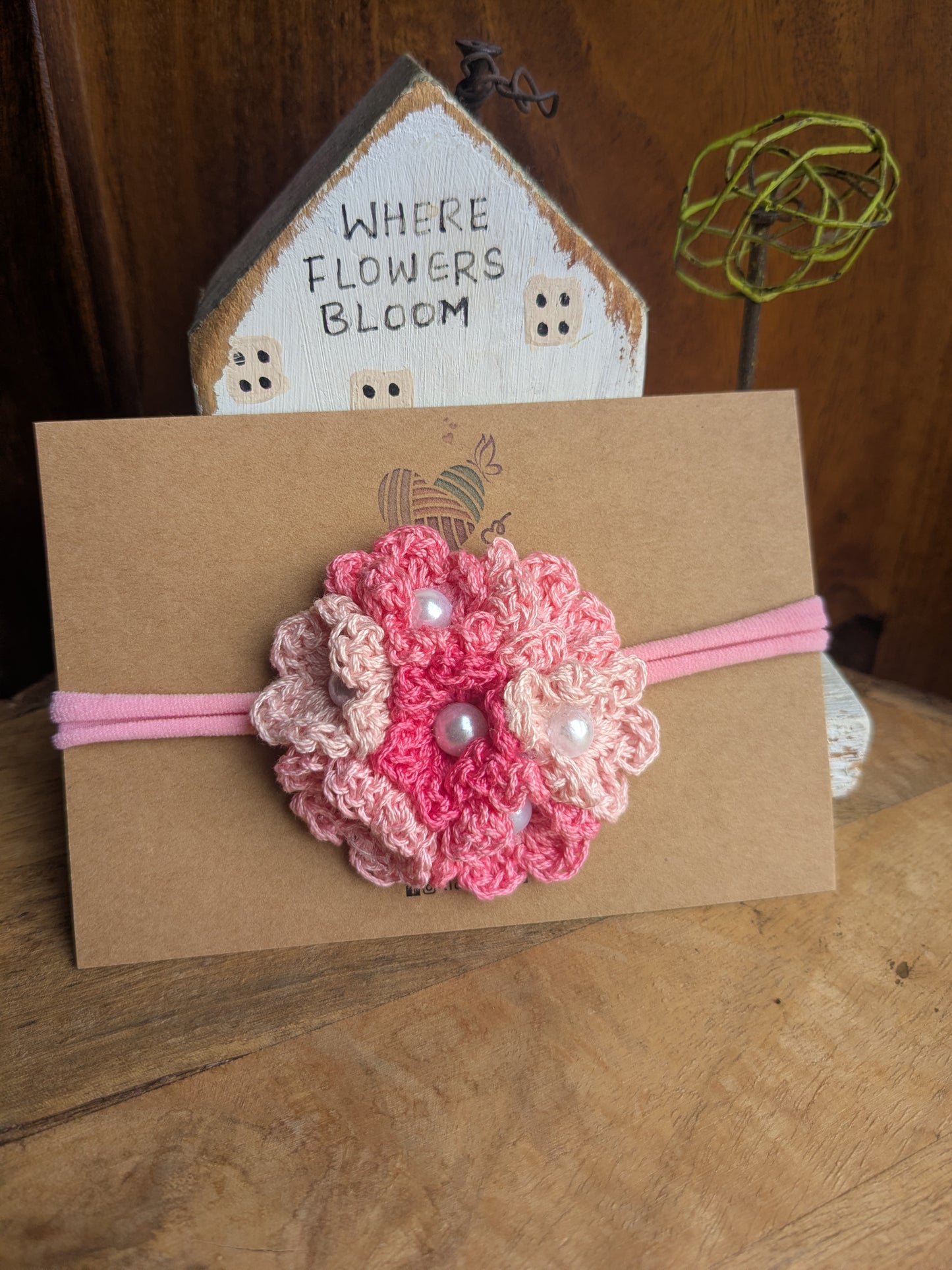 Pink Hydrangea Baby Headband
