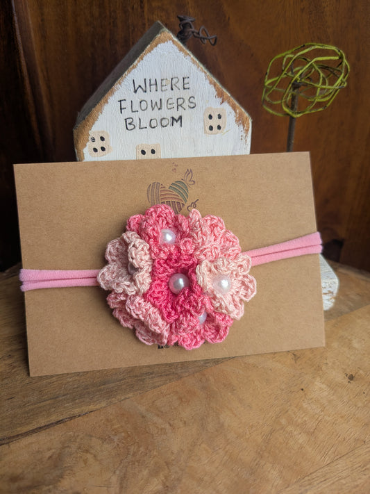 Pink Hydrangea Baby Headband