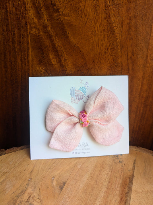 Pink rose sailor bow clip