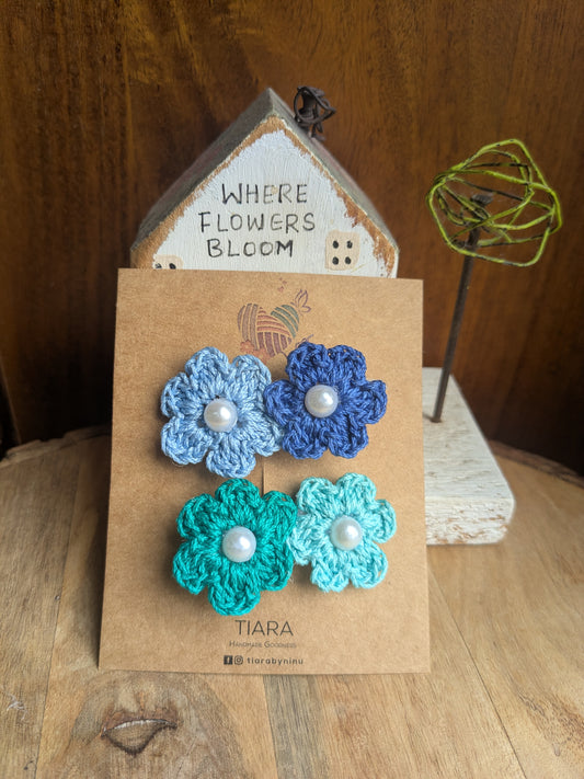Sea Green- set of 2 crochet hairclips