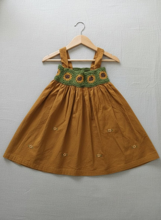 Sunflower -Dress with crocheted yoke