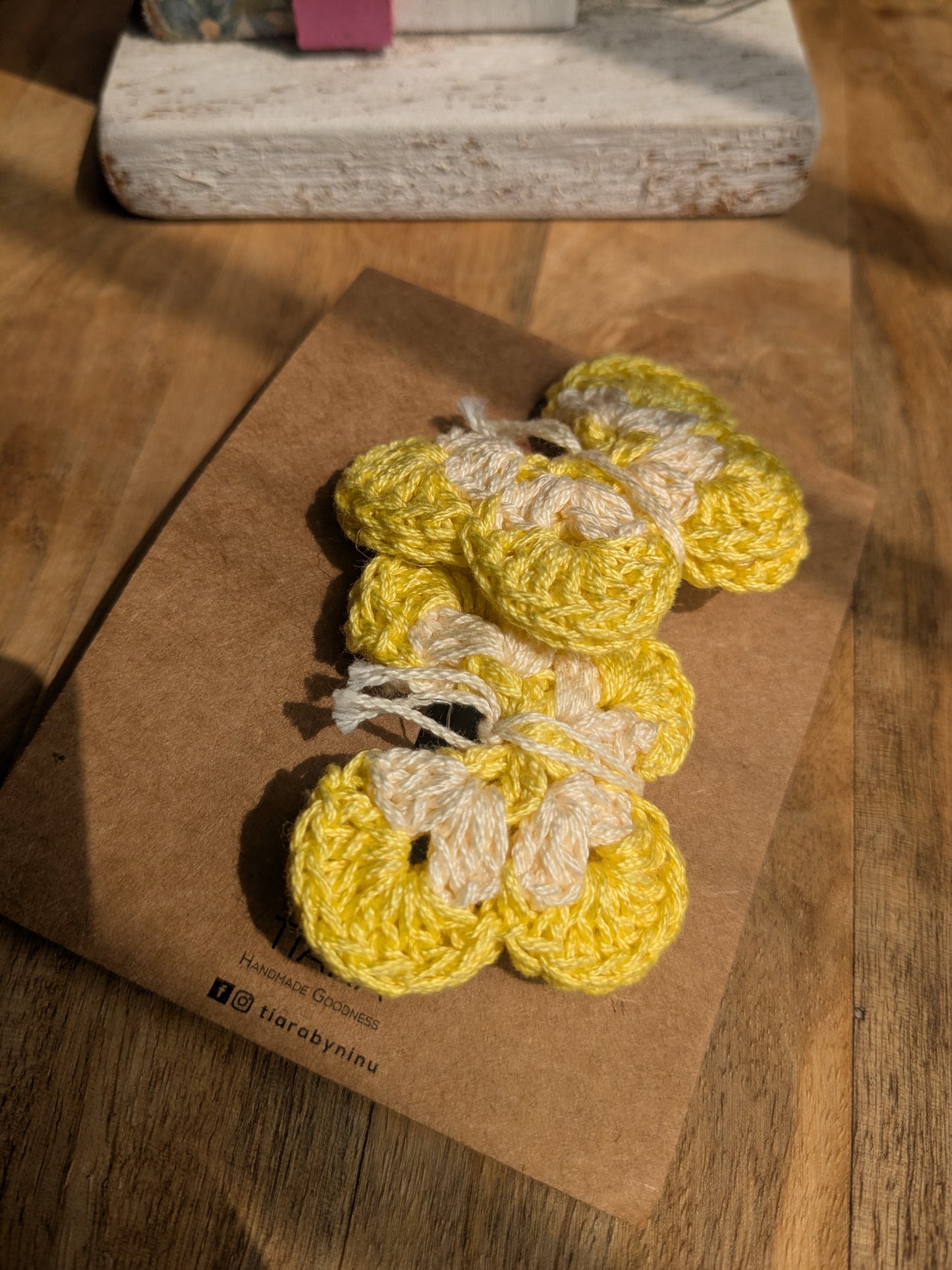Crochet Butterfly Hairtie - Yellow