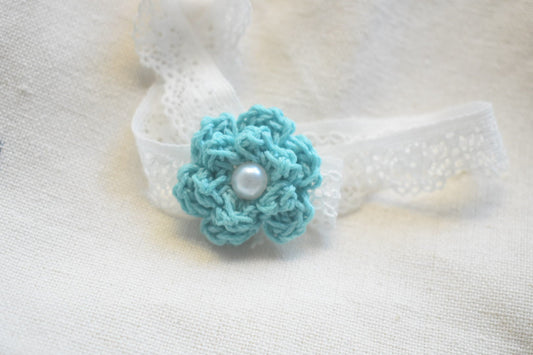 Button Rose headband-Teal