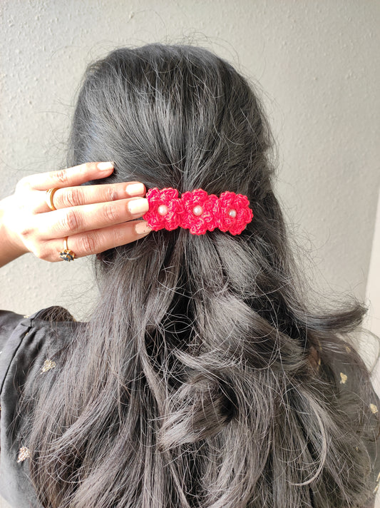 Button Rose Barrettes
